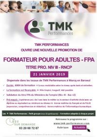 NOUVELLE PROMOTION DE FORMATEUR POUR ADULTES - FPA TITRE PRO. NIV III - RNCP